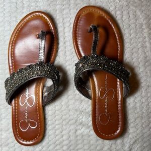 SOLD!!! Jessica Simpson Tan and Silver Embellished Sandals